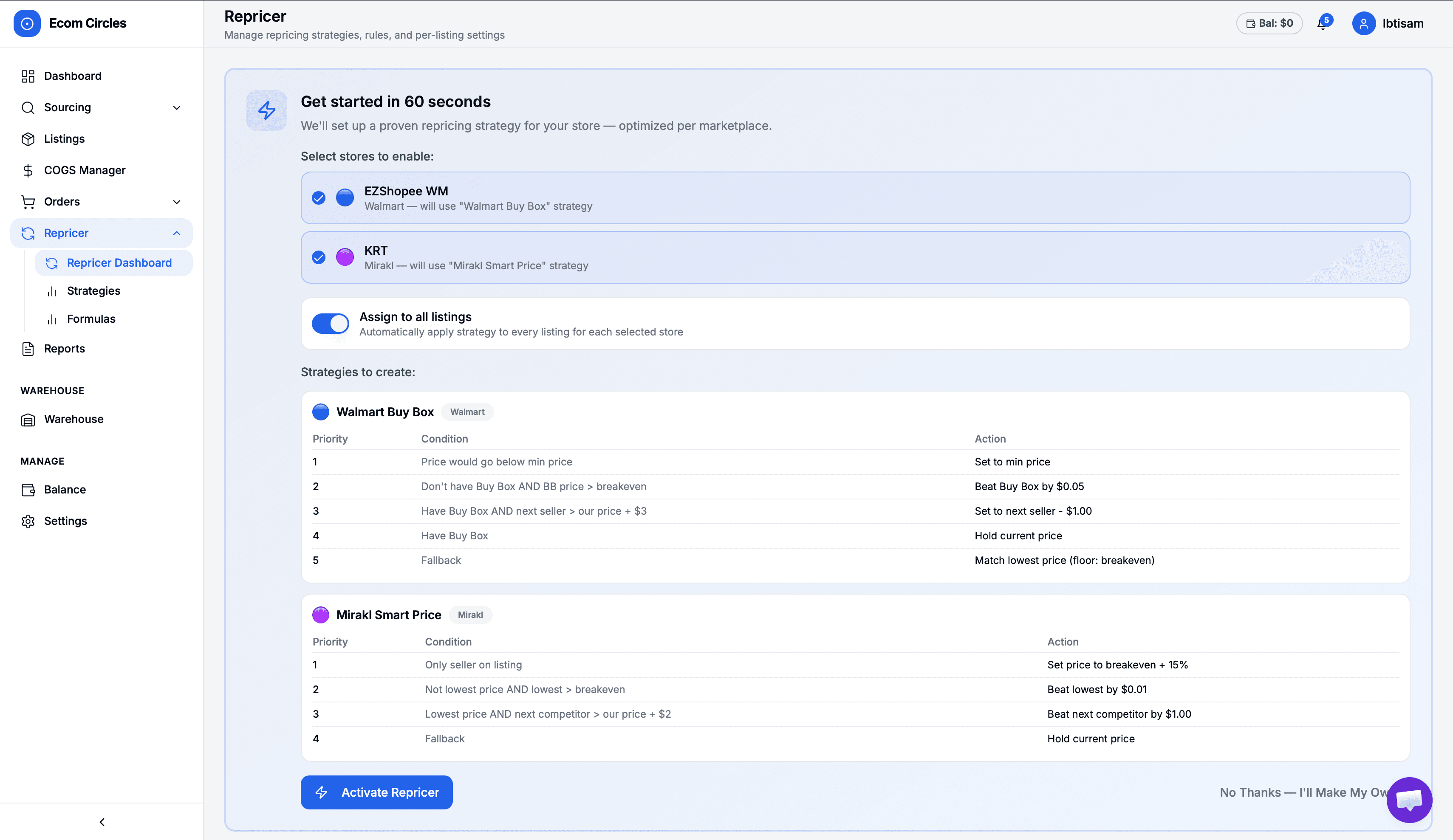 Smart Repricing preview
