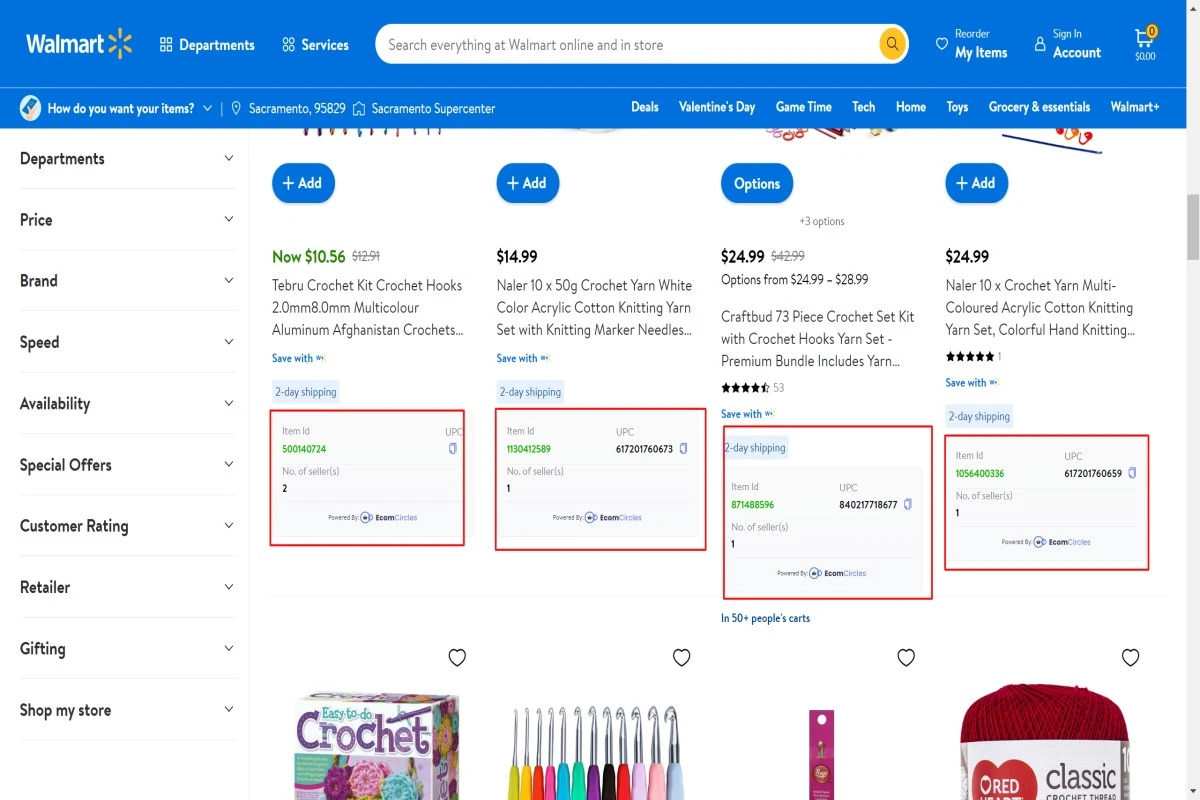 Ecom Circles extension category page - Walmart