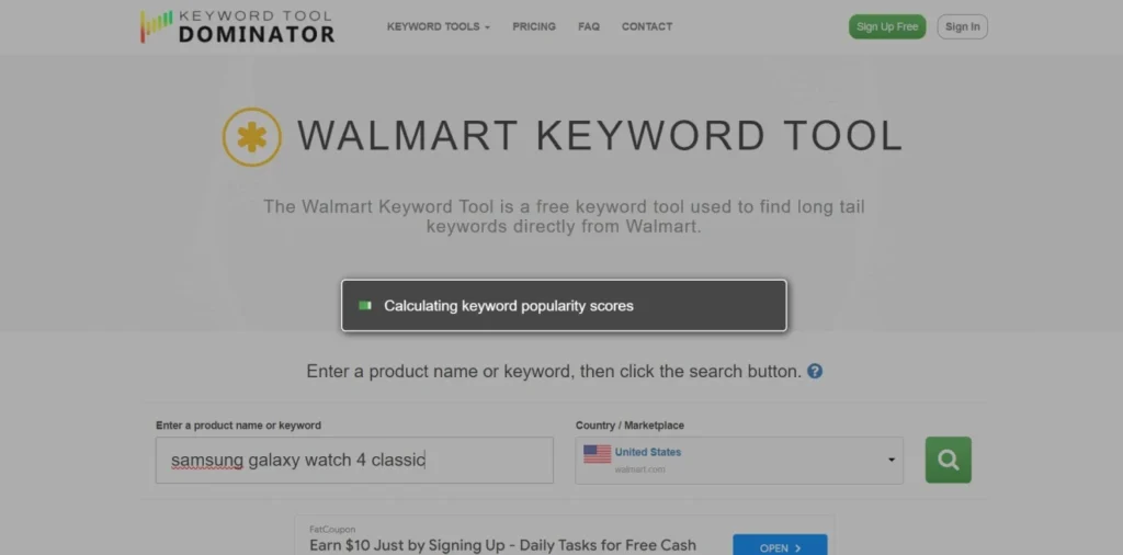 Keyword tool - Walmart seller tool